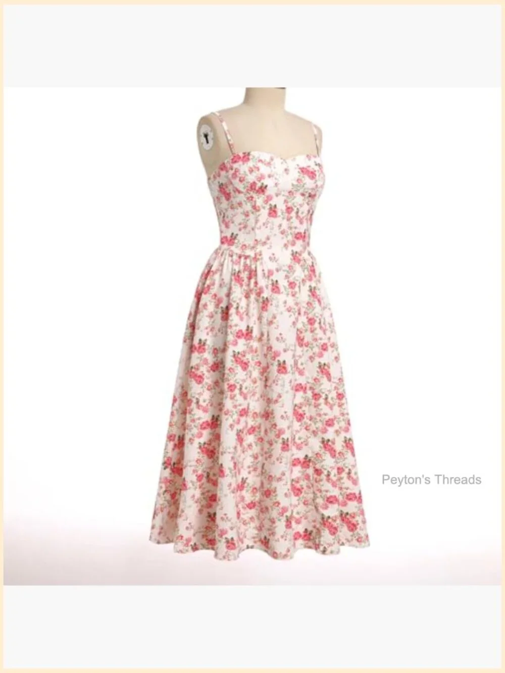 Women Corset Midi Dress Flowy Spaghetti Straps Bustier Summer Dress - Picture 5 of 7